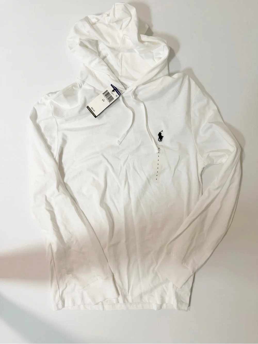Polo by Ralph Lauren White Hooded Long-Sleeve Tee with Navy Pony